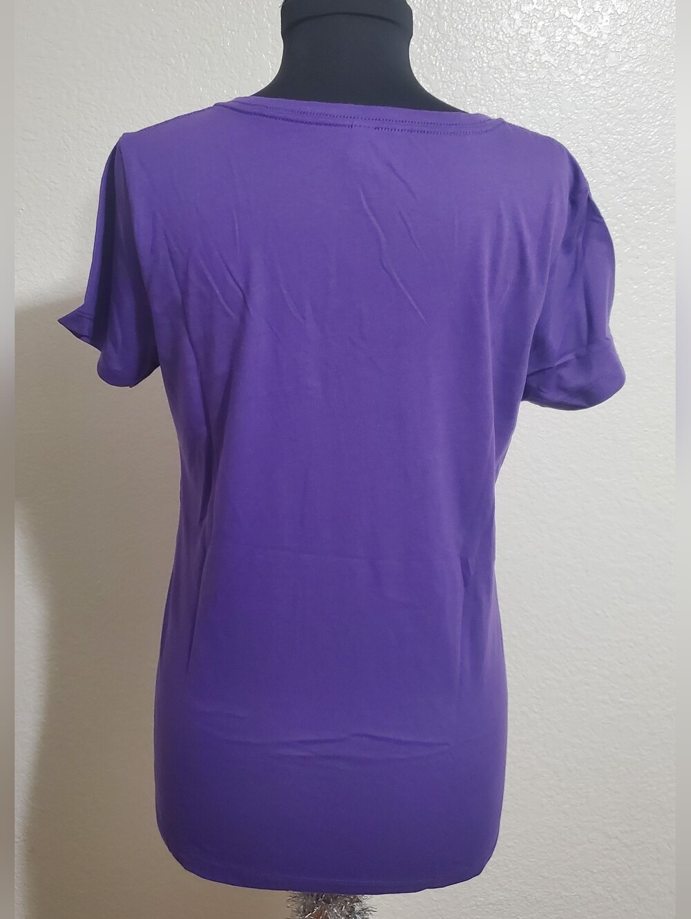 Classic V-Neck Purple T-Shirt - Picture 3 of 5